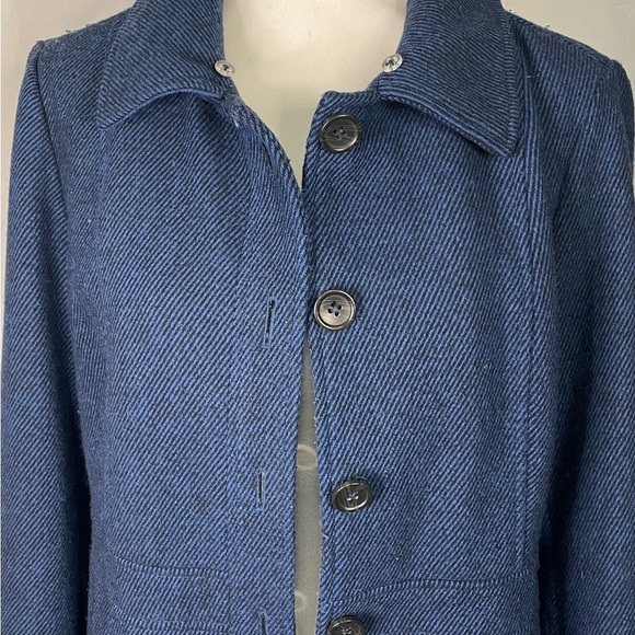 Banana Republic Blue Trench Coat with removable faux fur collar - Picture 7 of 7